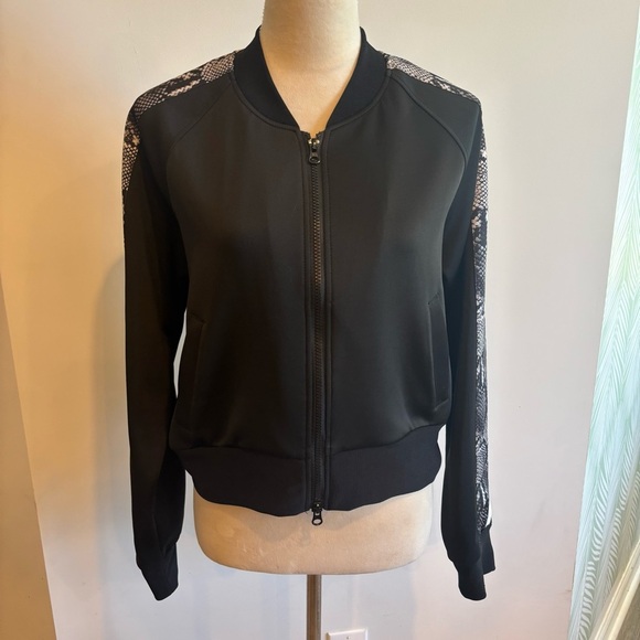 Pam & Gela Black Snakeskin Print Front Zip Track Jacket Medium Athleisure - Picture 8 of 13